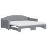 Lit de jour avec gigogne et matelas gris clair 90x190 cm tissu 