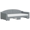 Lit de jour avec gigogne et matelas gris clair 90x190 cm tissu 
