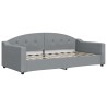 Lit de jour avec gigogne et matelas gris clair 90x190 cm tissu 