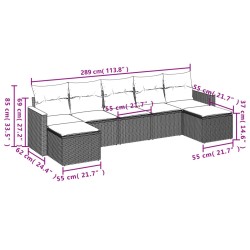 Salon de jardin avec coussins 7 pcs gris résine tressée 