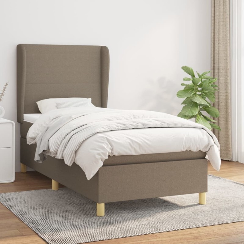Sommier à lattes de lit avec matelas Taupe 90x190 cm Tissu 