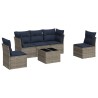 Salon de jardin 6 pcs avec coussins gris résine tressée 