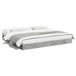 Cadre de lit sans matelas gris béton 200x200 cm 