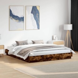 Cadre de lit sans matelas chêne fumé 200x200 cm 