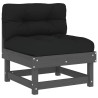 Salon de jardin 4 pcs avec coussins gris bois massif 