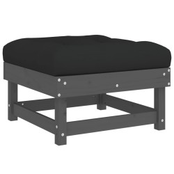 Salon de jardin 4 pcs avec coussins gris bois massif 
