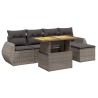 Salon de jardin 6 pcs avec coussins gris résine tressée 