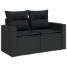 Salon de jardin 6 pcs avec coussins noir résine tressée 