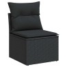 Salon de jardin 6 pcs avec coussins noir résine tressée 