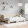 Lit de jour avec gigogne et matelas crème 80x200 cm tissu 