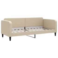 Lit de jour avec gigogne et matelas crème 80x200 cm tissu 