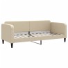 Lit de jour avec gigogne et matelas crème 80x200 cm tissu 