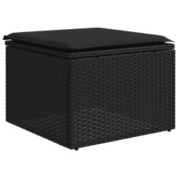 Salon de jardin 7 pcs avec coussins noir résine tressée 