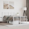 Cadre de lit métal sans matelas et pied de lit blanc 120x190 cm 