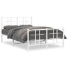 Cadre de lit métal sans matelas et pied de lit blanc 120x190 cm 