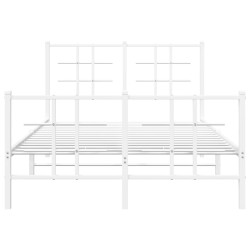 Cadre de lit métal sans matelas et pied de lit blanc 120x190 cm 