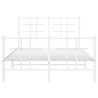 Cadre de lit métal sans matelas et pied de lit blanc 120x190 cm 