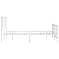 Cadre de lit métal sans matelas et pied de lit blanc 120x190 cm 