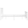 Cadre de lit métal sans matelas et pied de lit blanc 120x190 cm 