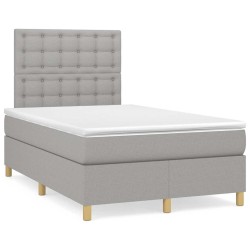 Sommier à lattes de lit et matelas gris clair 120x190 cm tissu 