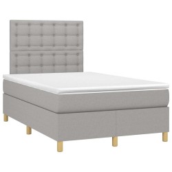 Sommier à lattes de lit et matelas gris clair 120x190 cm tissu 