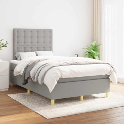 Sommier à lattes de lit et matelas gris clair 120x190 cm tissu 