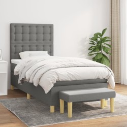 Sommier à lattes de lit avec matelas Gris foncé 80x200 cm Tissu 