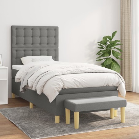 Sommier à lattes de lit avec matelas Gris foncé 80x200 cm Tissu 