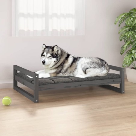 Lit pour chien Gris 105,5x75,5x28 cm Bois de pin solide 