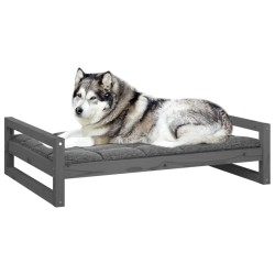 Lit pour chien Gris 105,5x75,5x28 cm Bois de pin solide 