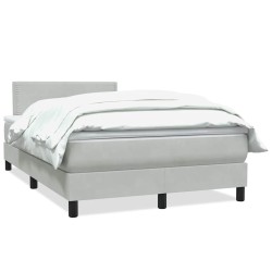 Sommier à lattes de lit et matelas gris clair 120x220cm velours 