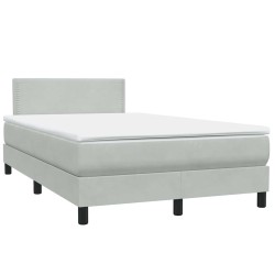 Sommier à lattes de lit et matelas gris clair 120x220cm velours 