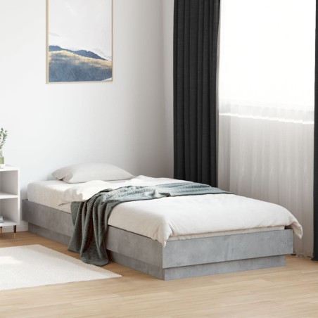 Cadre de lit sans matelas gris béton 90x200 cm 