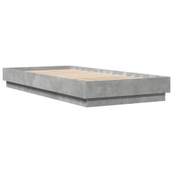 Cadre de lit sans matelas gris béton 90x200 cm 