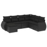 Salon de jardin 7 pcs avec coussins noir résine tressée 