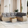 Salon de jardin avec coussins 7 pcs beige résine tressée 