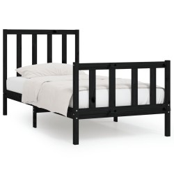 Cadre de lit sans matelas noir 90x200 cm bois massif 