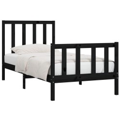 Cadre de lit sans matelas noir 90x200 cm bois massif 