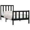 Cadre de lit sans matelas noir 90x200 cm bois massif 