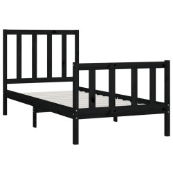 Cadre de lit sans matelas noir 90x200 cm bois massif 