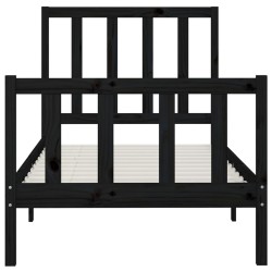Cadre de lit sans matelas noir 90x200 cm bois massif 
