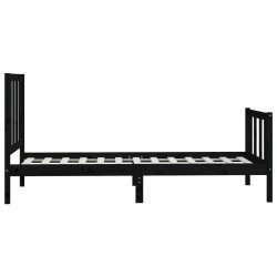 Cadre de lit sans matelas noir 90x200 cm bois massif 