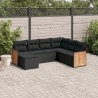 Salon de jardin 7 pcs avec coussins noir résine tressée 
