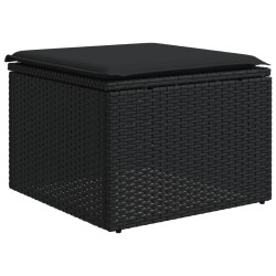 Salon de jardin 7 pcs avec coussins noir résine tressée 