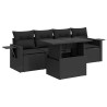 Salon de jardin 5 pcs avec coussins noir résine tressée 