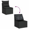 Salon de jardin 5 pcs avec coussins noir résine tressée 