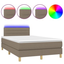 Sommier à lattes de lit matelas et LED taupe 120x190 cm tissu 