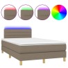Sommier à lattes de lit matelas et LED taupe 120x190 cm tissu 