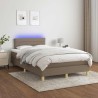 Sommier à lattes de lit matelas et LED taupe 120x190 cm tissu 