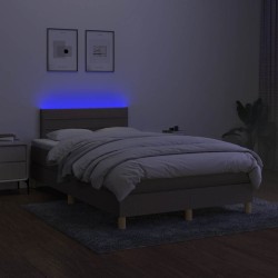 Sommier à lattes de lit matelas et LED taupe 120x190 cm tissu 